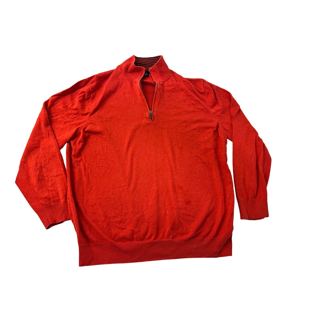 Brooks Brothers Mens Red 100% Supima Cotton Quarter Zip Sweater Large
